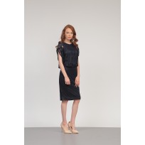 Дантелена рокля 337 тъмно синя